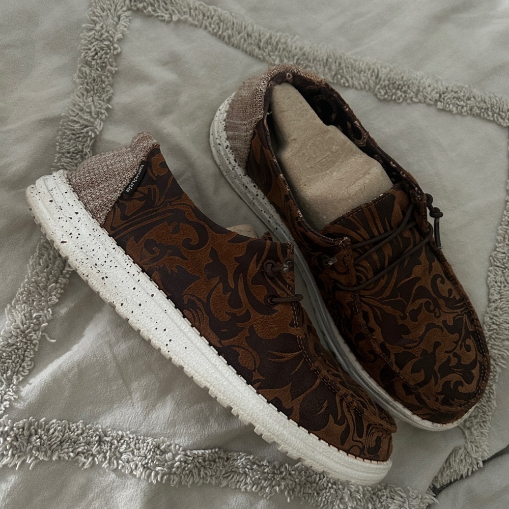 Hey Dude Brown Wendy Patterned Shoes
